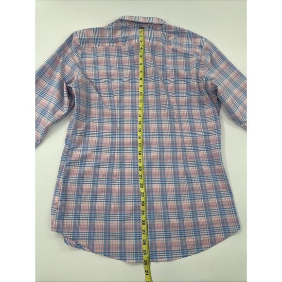 Mizzen + Main Men's Large Trim Fit Shirt Long Sleeve Plaid Stretch Button Up USA - Picture 9 of 11